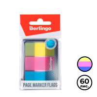 Закладки самоклеящиеся Berlingo, пластиковые, 45*20 мм, 3 цвета по 20 листов, в диспенсере
