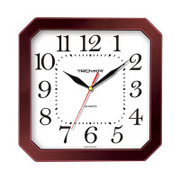 Часы квадратные Troyka, 29 см, бордовые, пластиковые, минеральное стекло