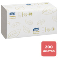 Полотенца бумажные Tork Premium, 200 шт, 2-х слойные, 23*23 см, ZZ-сложение, белые