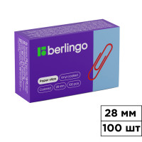 Скрепки канцелярские Berlingo, 28 мм, 100 шт., цветные