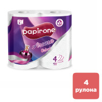 Туалетная бумага рулонная Papirone Velvet Aroma, 4-х слойная, 4 рулона, белая