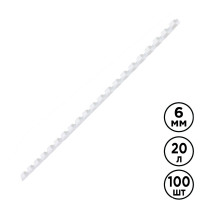 6 мм. Белые пружины для переплета Brauberg, для сшивания 10-20 листов, 100 шт/упак