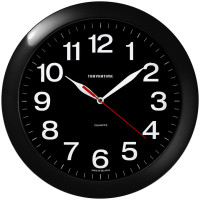 Часы круглые Troyka 11100196, d=29 см, черные, пластиковые
