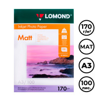 Фотобумага Lomond, A3 формат, 170 г/м2, 100 листов, матовая