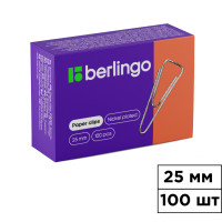 Скрепки канцелярские Berlingo, 25 мм, 100 шт., металлические