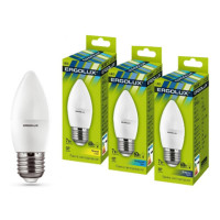 Лампа светодиодная Ergolux LED-C35-7W-E27-6K, 7 Вт, 6500K, дневной свет, E27, форма свеча