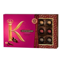 Шоколадные конфеты А.Коркунов "Ассорти", темный шоколад, с ореховой начинкой, 165 гр