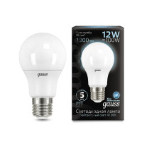 Лампа светодиодная Gauss A60, LED, 1200Лм, 12W, E27, 4100K, нейтральный белый, форма груши