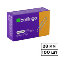 Скрепки канцелярские Berlingo, 28 мм, 100 шт., металлические
