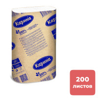 Полотенца бумажные Карина, 200 шт, 2-слойные, 23*22,5 см, Z-сложение, белые