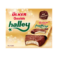 Печенье ULKER Halley с молочным шоколадом, картонная упаковка, 12 шт/упак, 336 гр