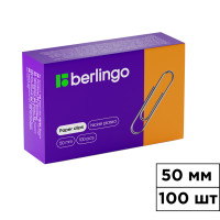 Скрепки канцелярские Berlingo, 50 мм, 100 шт., металлические