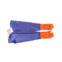 Перчатки рыбацкие, с нарукавниками, оранжево-синие
