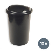 Ведро для мусора с крышкой-вертушкой Uniplast, 12 л, пластик, черное