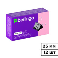 Зажимы для бумаг Berlingo, 25 мм, 12 шт., черные