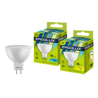 Лампа светодиодная Ergolux LED-JCDR-7W-GU5.3-3K, 7 Вт, 3000К, теплый белый свет, GU5.3, JCDR